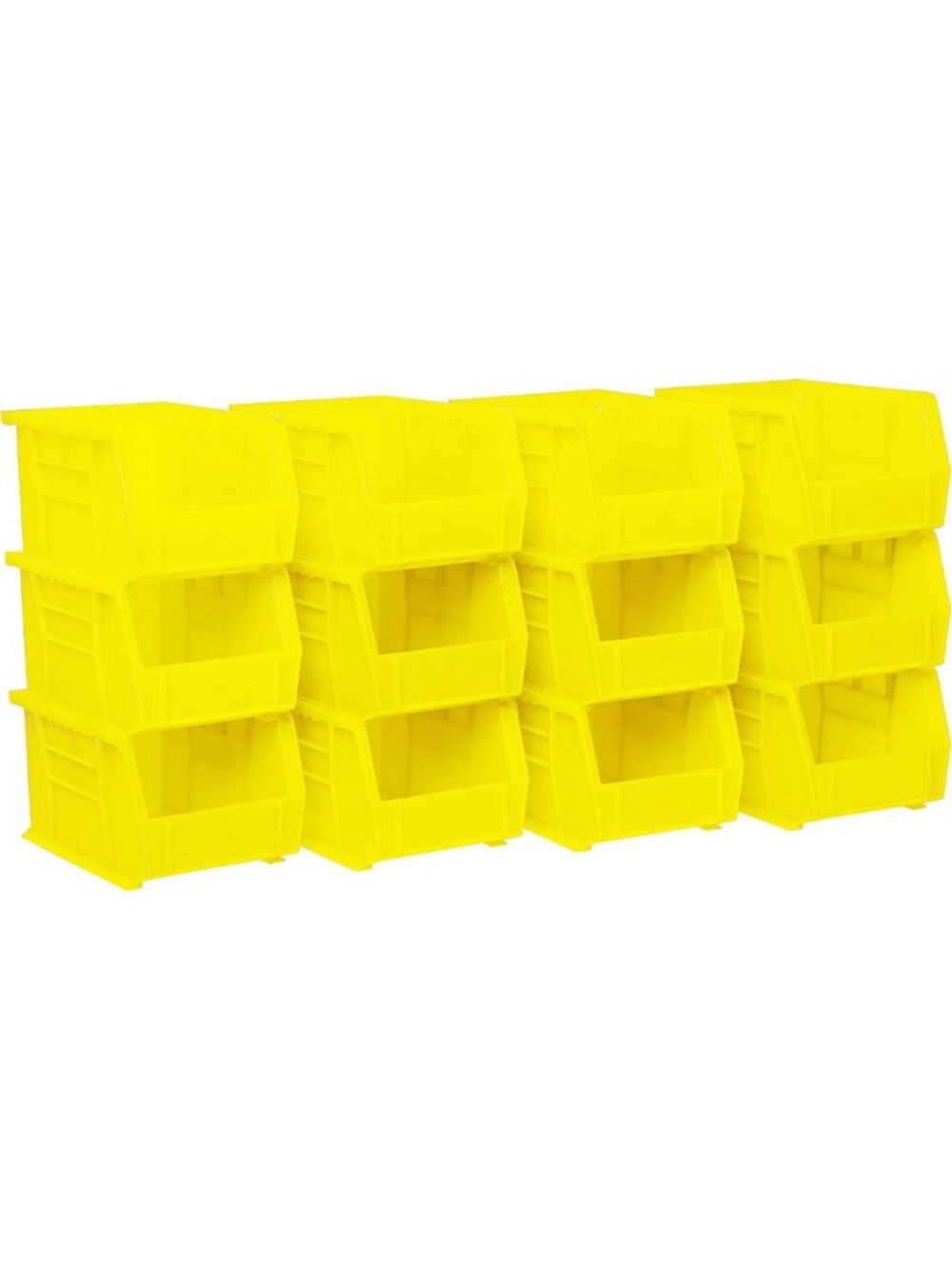 12-Pack Yellow Plastic Storage Bins, 9"x6"x5", Durable Organizers for Home